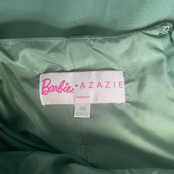 Azazie Barbie Dress in Eucalyptus - Size A8 (short) with Garment Bag - Picture 6 of 9
